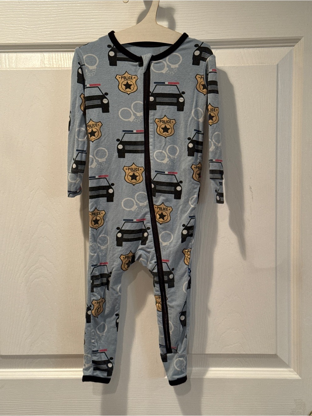 KicKee Pants Blue Police Print Bamboo One-Piece Pajamas 9-12M
